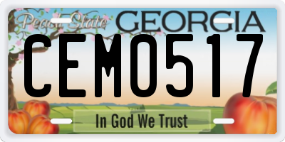 GA license plate CEM0517