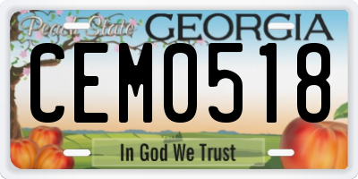 GA license plate CEM0518