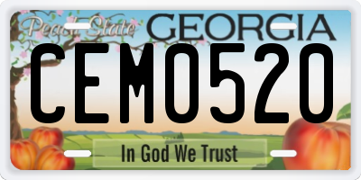 GA license plate CEM0520