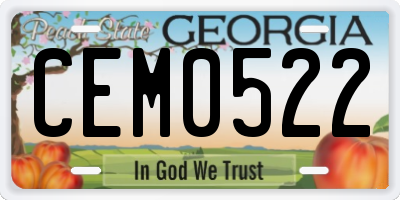 GA license plate CEM0522