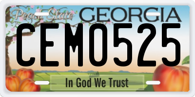 GA license plate CEM0525