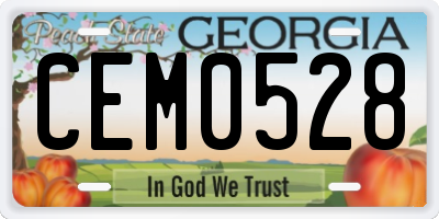 GA license plate CEM0528