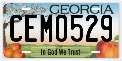 GA license plate CEM0529