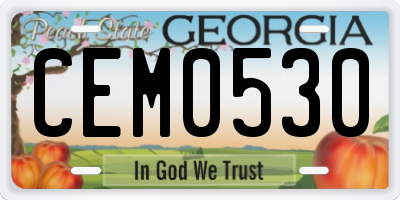GA license plate CEM0530