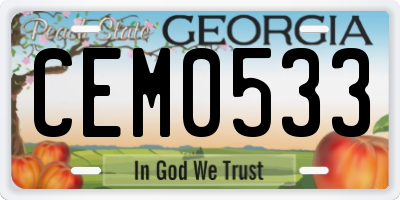 GA license plate CEM0533