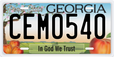 GA license plate CEM0540