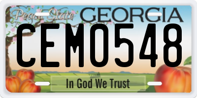 GA license plate CEM0548