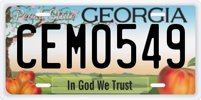 GA license plate CEM0549