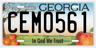 GA license plate CEM0561