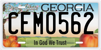 GA license plate CEM0562