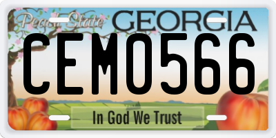 GA license plate CEM0566