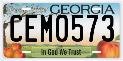 GA license plate CEM0573