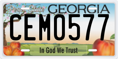 GA license plate CEM0577