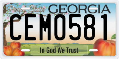 GA license plate CEM0581