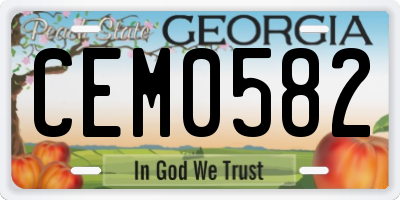 GA license plate CEM0582