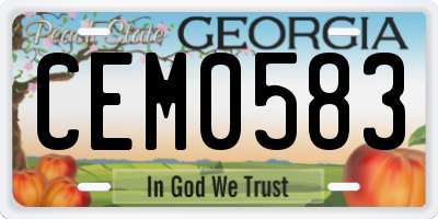 GA license plate CEM0583
