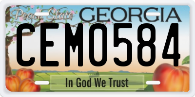 GA license plate CEM0584