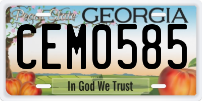 GA license plate CEM0585