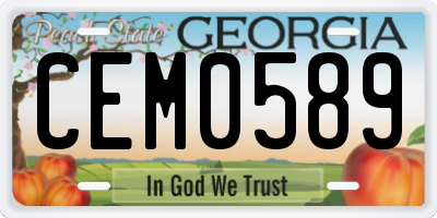 GA license plate CEM0589