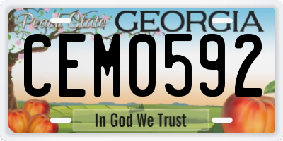 GA license plate CEM0592
