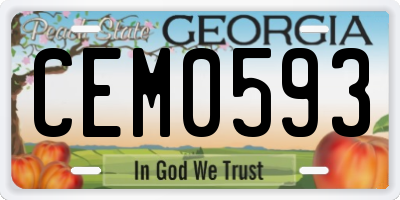 GA license plate CEM0593
