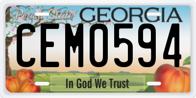 GA license plate CEM0594
