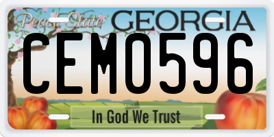 GA license plate CEM0596