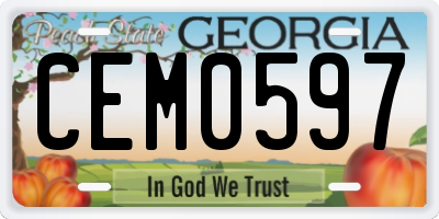 GA license plate CEM0597