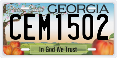 GA license plate CEM1502