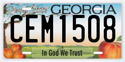 GA license plate CEM1508