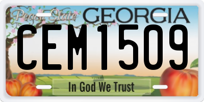 GA license plate CEM1509