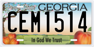 GA license plate CEM1514