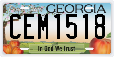 GA license plate CEM1518