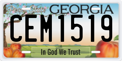 GA license plate CEM1519