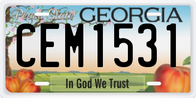 GA license plate CEM1531