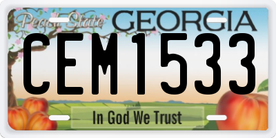 GA license plate CEM1533