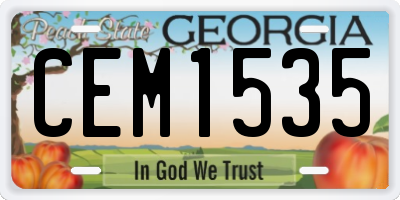GA license plate CEM1535