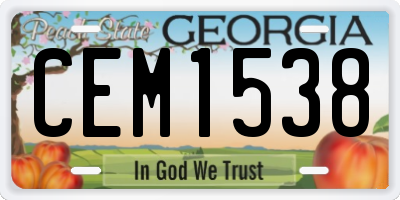 GA license plate CEM1538