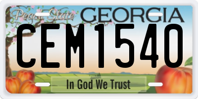 GA license plate CEM1540