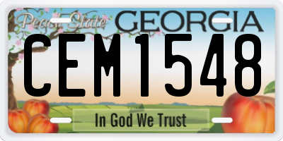 GA license plate CEM1548