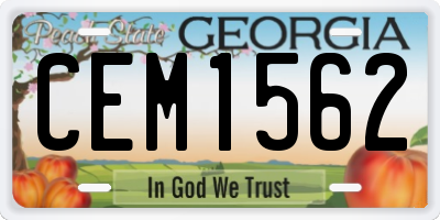 GA license plate CEM1562
