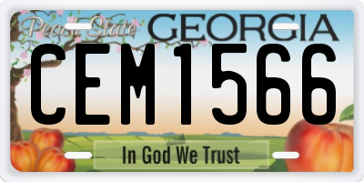 GA license plate CEM1566