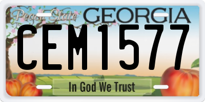 GA license plate CEM1577