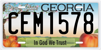 GA license plate CEM1578