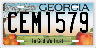 GA license plate CEM1579