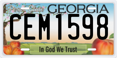 GA license plate CEM1598