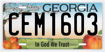 GA license plate CEM1603
