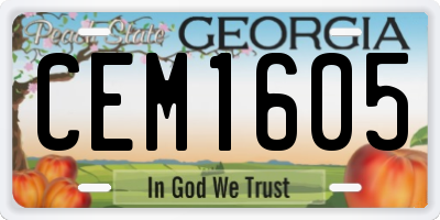 GA license plate CEM1605