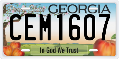 GA license plate CEM1607