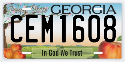 GA license plate CEM1608